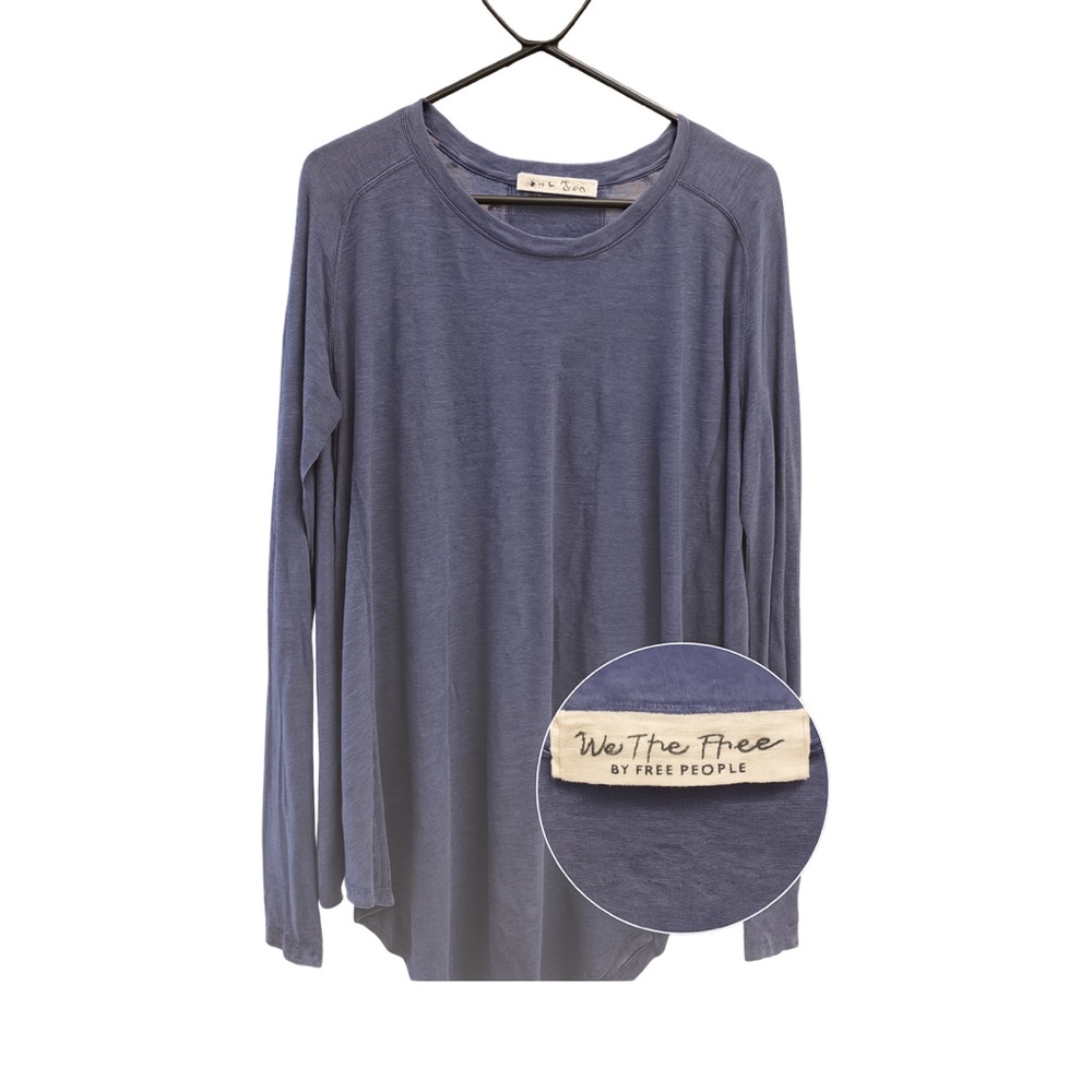 We The Free x Wilt Blue Scoop-Neck Tunic | Size Small | Asymmetrical Hem | Made